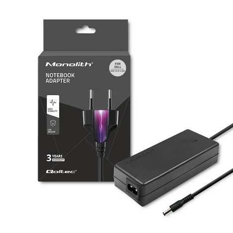 Qoltec 90W tápegység Dell laptophoz fekete színben