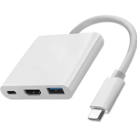 Qoltec 3 az 1-ben USB-C hub adapter HDMI 4K