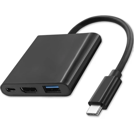 Qoltec USB-C 3.1 3 az 1-ben hub adapter fekete színben