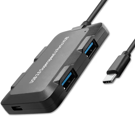 Qoltec 5 az 1-ben USB-C hub adapter fekete színben
