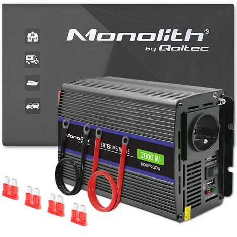 Qoltec Monolith feszültségátalakító 2000 MS 12V-ról 230V-ra