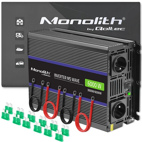 Qoltec Monolith feszültségátalakító 6000 MS 12V-ról 230V-ra