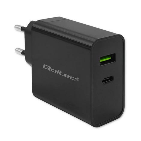 Qoltec 45W szuper gyors PD töltő fekete színben