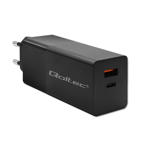 Qoltec GaN POWER PRO töltő USB-C és USB-A portokkal