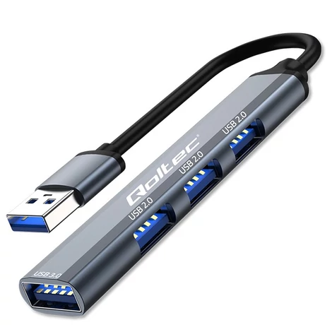 Qoltec 4 az 1-ben USB 3.0 Hub Adapter szürke színben