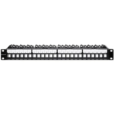 Qoltec 24 portos masszív acél patch panel fekete színben
