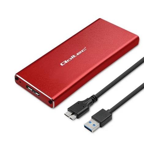 Qoltec alumínium ház M.2 SSD meghajtóhoz, piros színben