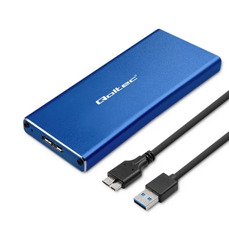 Qoltec alumínium ház M.2 SSD meghajtóhoz kék színben