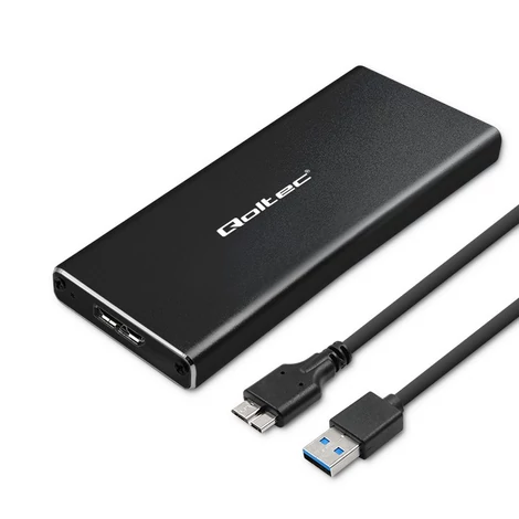 Qoltec alumínium ház M.2 SSD meghajtóhoz, fekete színben