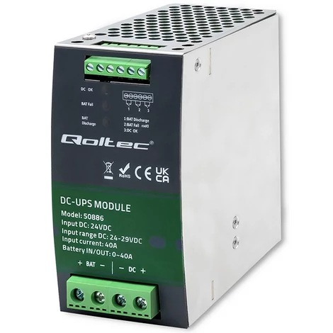 Qoltec 40A 24V DC UPS modul DIN sínre