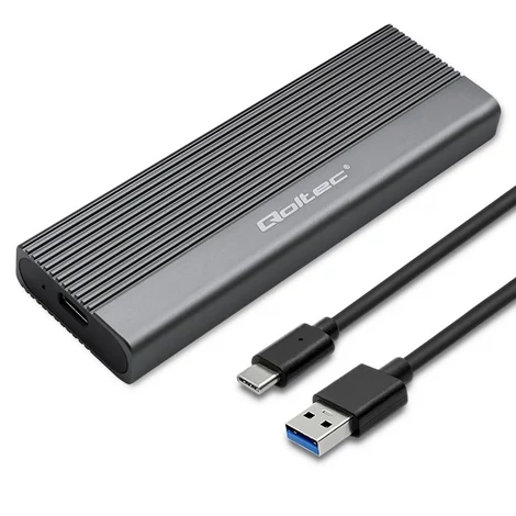 Qoltec alumínium ház SSD M.2 SATA 2TB szürke színben