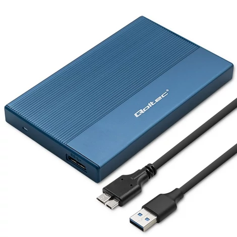 Qoltec alumínium ház 2.5'' SSD HDD-hez, kék színben