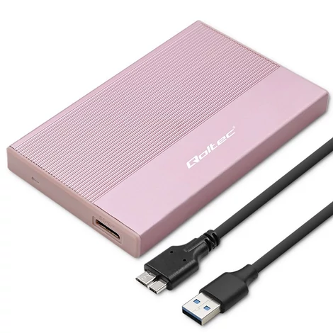 Qoltec rózsaszín alumínium ház 2.5'' SSD HDD-hez
