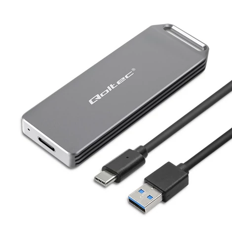 Qoltec Mini Alumínium Ház M.2 SSD 2TB ezüst színben