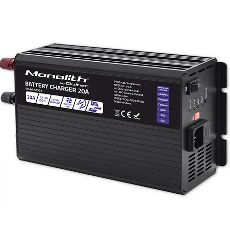 Qoltec Smart Monolith 20A töltő 24V akkumulátorokhoz