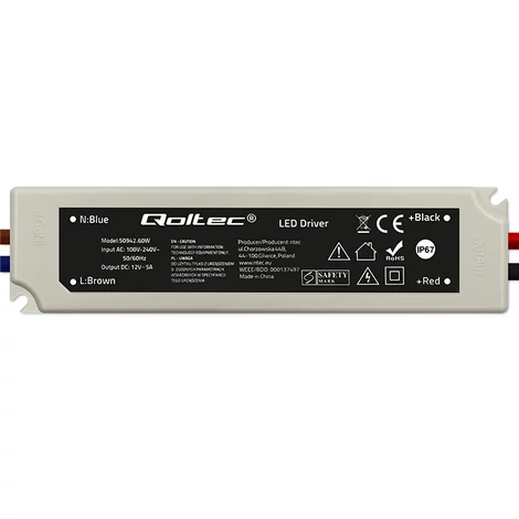 Qoltec LED meghajtó IP67 60W vízálló tápegység