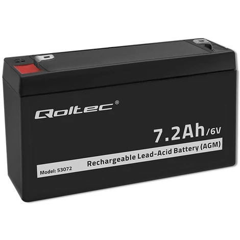 Qoltec 6V 7.2Ah AGM akkumulátor fekete színben