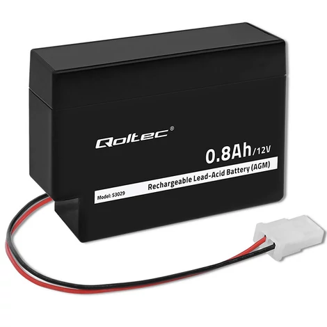 Qoltec 12V 0.8Ah AGM akkumulátor fekete színben