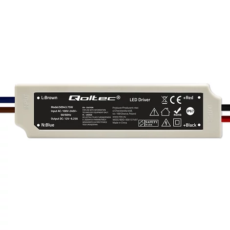 Qoltec 75W IP67 vízálló LED meghajtó 12V