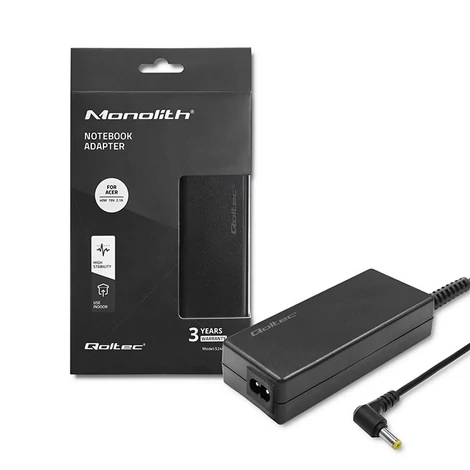 Qoltec tápegység Acer laptophoz, 40W, 19V, 2.1A