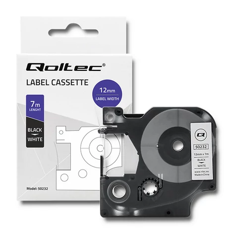 Qoltec DYMO D1 45013 címkeszalag fehér fekete felirattal