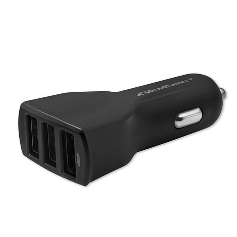 Qoltec autós töltő 12-24V 3xUSB fekete színben