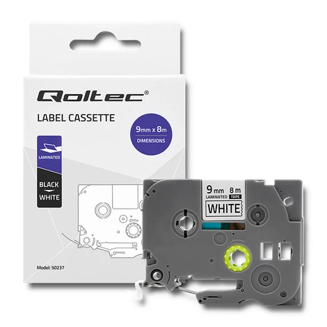 Qoltec címkeszalag BROTHER TZe-221-hez fehér/fekete