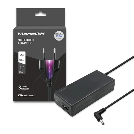 Qoltec 130W tápegység Dell laptophoz, fekete színben