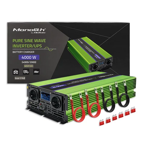 Qoltec 2000W inverter LCD kijelzővel és USB porttal