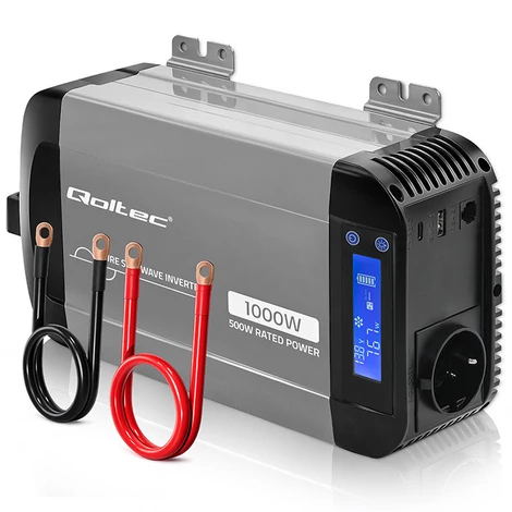 Qoltec 500W inverter 12V-ról 230V-ra, USB csatlakozóval