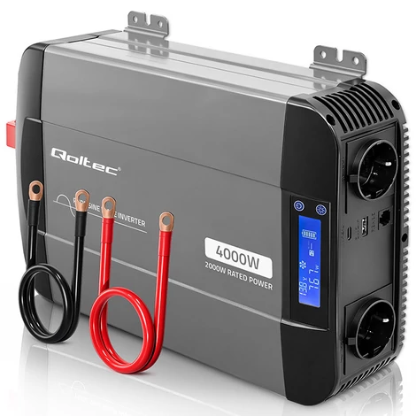 Qoltec 2000W tiszta szinusz inverter 12V-ról 230V-ra
