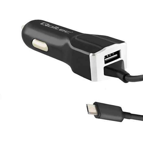 Qoltec autós töltő 12-24V USB és Micro USB kábellel