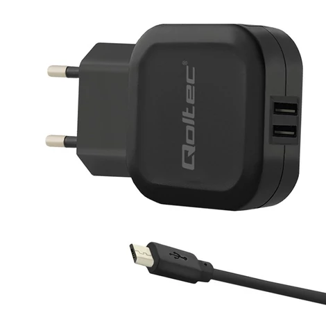 Qoltec 17W töltő 2xUSB porttal és Micro USB kábellel