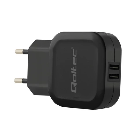 Qoltec 12W töltő 2xUSB, fekete színben