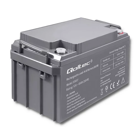 Qoltec 12V 65Ah AGM akkumulátor vészhelyzeti áramellátáshoz