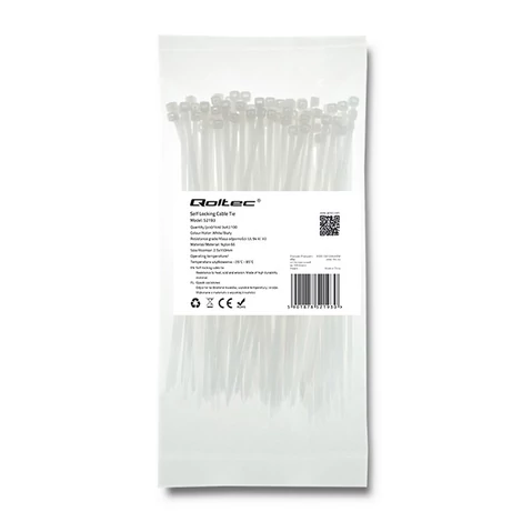 Qoltec 2.5*150mm fehér önzáró kábelkötöző