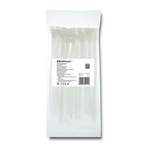 Qoltec fehér önzáró kábelkötegelő 7.2*200mm