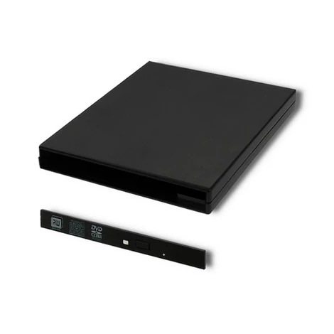Qoltec külső USB 2.0 SATA optikai meghajtó ház fekete színben