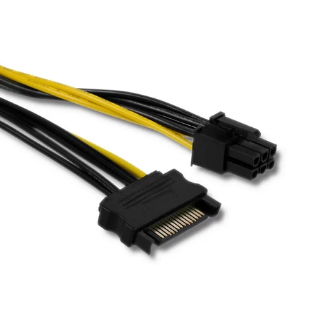 Qoltec SATA kábel apa 15pin-PCI-E 6pin 15cm