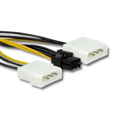 Qoltec 2x MOLEX női/ PCI-E 6pin adapter kábel 15 cm