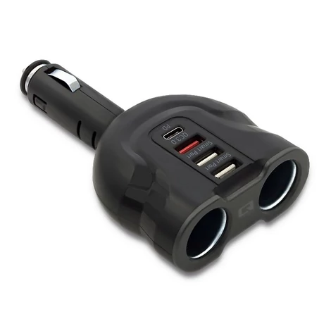 Qoltec autós töltő 12-24V, 2 x USB, QC 3.0