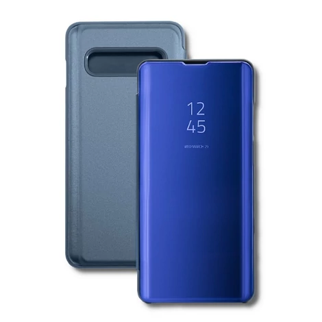 Qoltec kék flip cover tok Samsung S10-hez