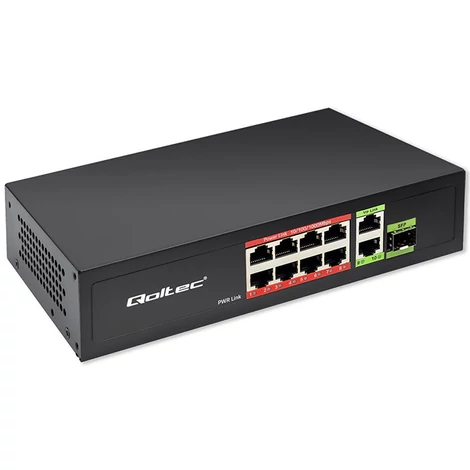 Qoltec hálózati Ethernet PoE SWITCH 8x RJ45
