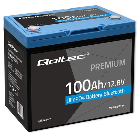 Qoltec 12,8V 100Ah LiFePO4 akkumulátor BMS és Bluetooth funkcióval