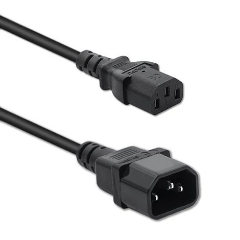 Qoltec Hosszabbító kábel UPS-hez | IEC C13/C14 | 3x0.75mm² | 1m