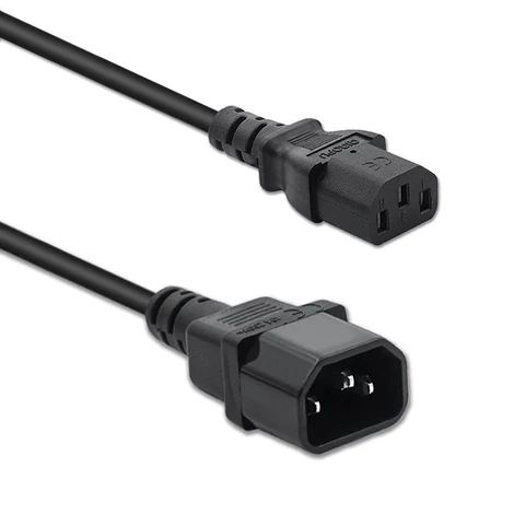 Qoltec Hosszabbító kábel UPS-hez | IEC C13/C14 | 3x1,0mm² | 1,5m