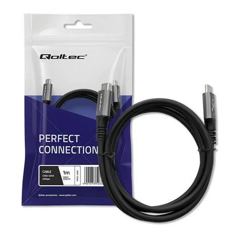 Qoltec USB4 Ultra-Gyors Gen3 Kábel | USB-C PD 240W | Thunderbolt 3/4 | 4K | 40Gb/s | 1m | Fekete