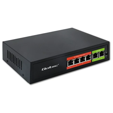 Qoltec SWITCH FAST Ethernet PoE Hálózati Switch fekete színben