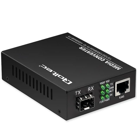Qoltec Kétirányú Ethernet SWITCH Média Konverter 1x RJ45 1x SFP| 1000Mbps | 5V