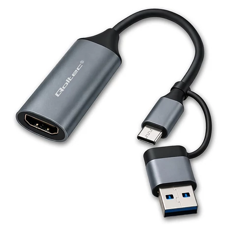 Qoltec 4K kép rögzítő kártya USB-C és HDMI csatlakozóval
